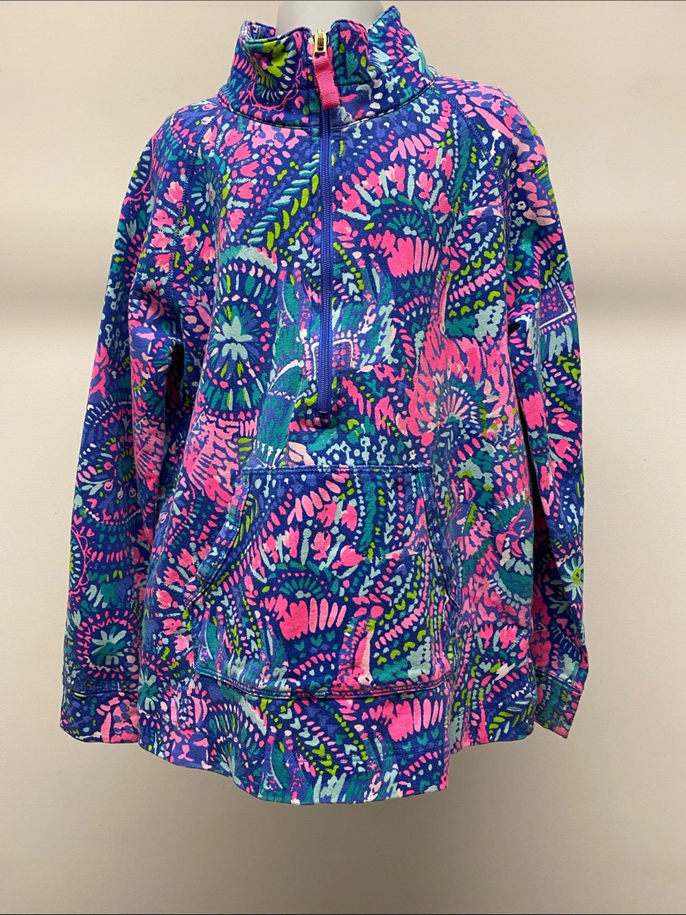 Lilly Pulitzer Girls' Pink, Blue & Green Half-Zip Pullover Sweatshirt